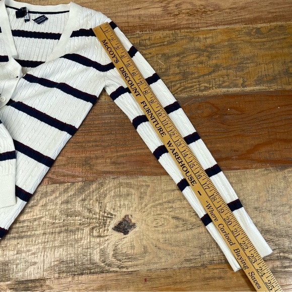 Lot of 2 Pima Cotton Striped Cardigan Tommy Hilfiger Cable Knit V-Neck Nautical - Picture 15 of 16